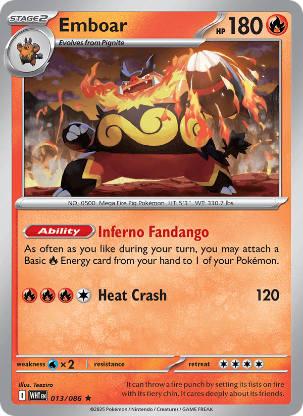 Emboar 13/86 White Flare English Pokémon card