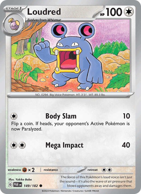 Loudred 149/182 Paradox Rift English Pokémon card