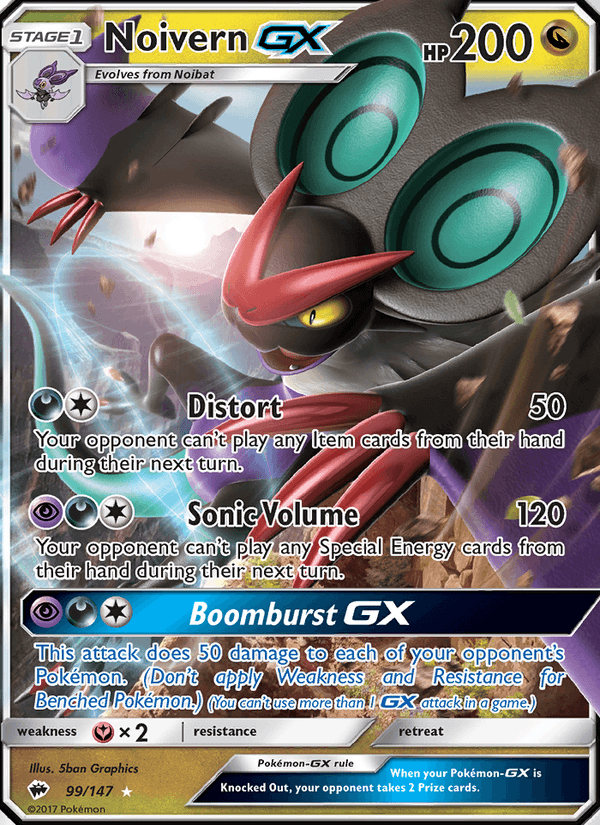 Noivern GX 99/147 Burning Shadows English Pokémon card