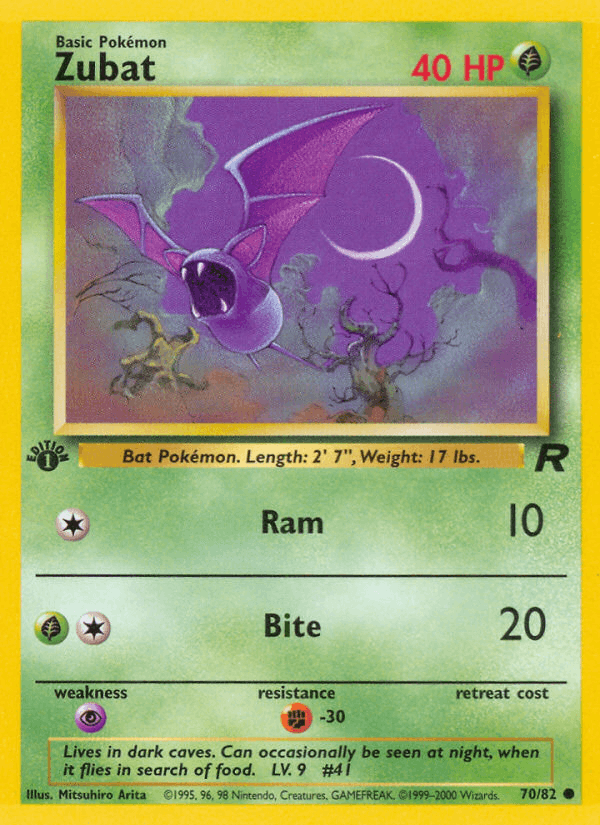 Zubat 70/82 Team Rocket English Pokémon card