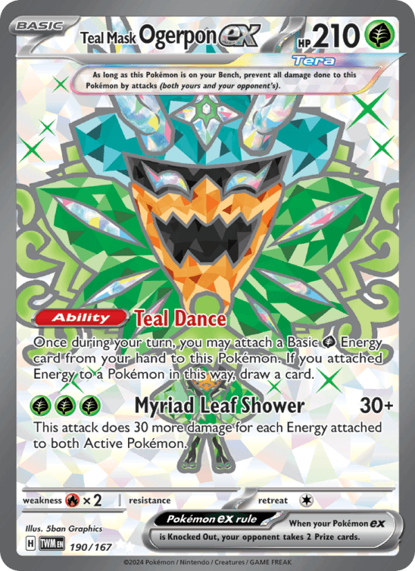 Teal Mask Ogerpon ex 190/167 Twilight Masquerade English Pokémon card