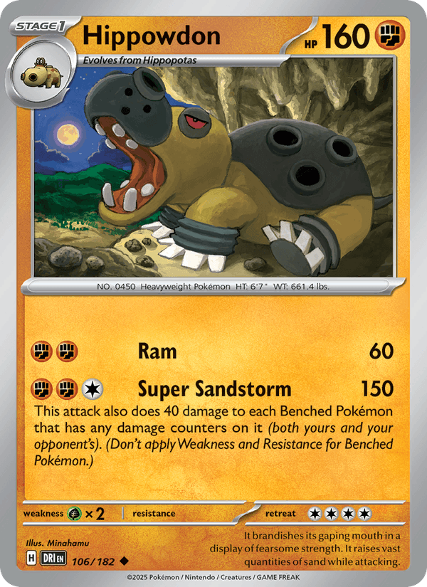Hippowdon 106/182 Destined Rivals English Pokémon card