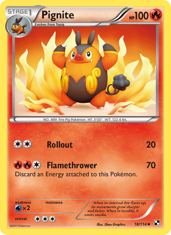 Pignite 18/114 Black & White English Pokémon card