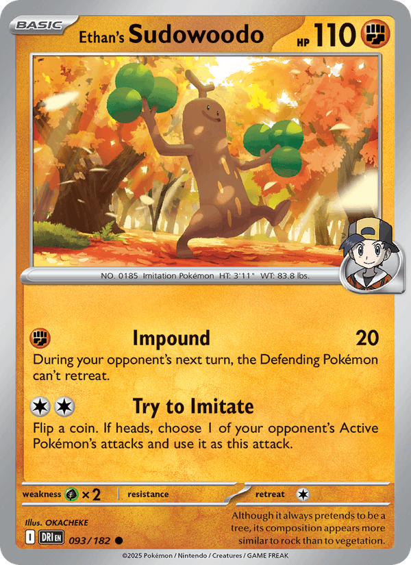 Ethan's Sudowoodo 93/182 Destined Rivals English Pokémon card