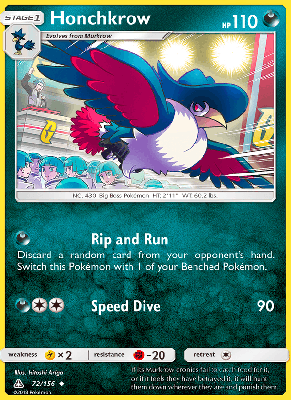 Honchkrow 72/156 Ultra Prism English Pokémon card
