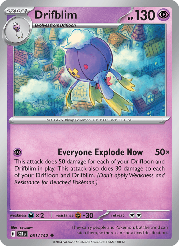 Drifblim 61/142 Stellar Crown English Pokémon card