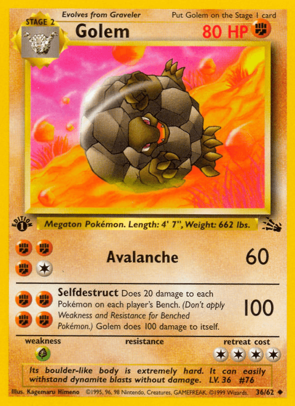 Golem 36/62 Fossil English Pokémon card