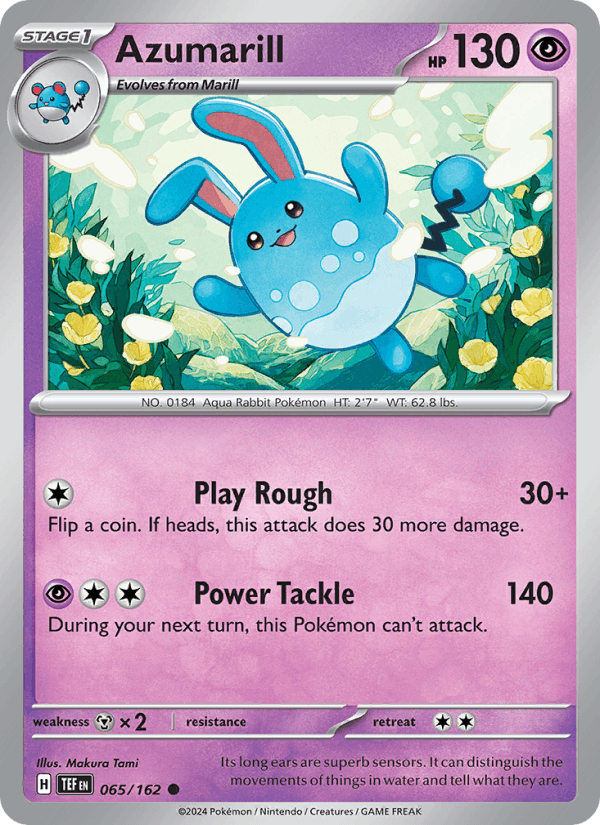 Azumarill 65/162 Temporal Forces English Pokémon card