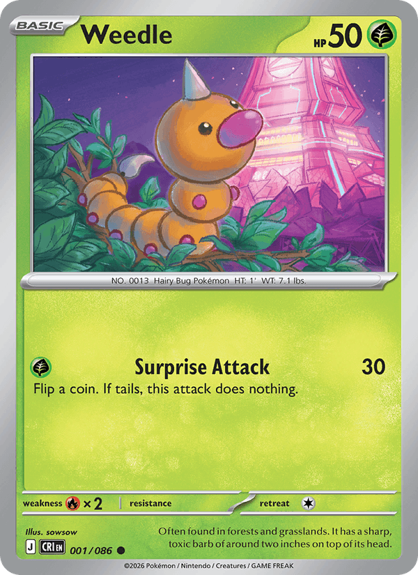 Weedle 1/86 Chaos Rising English Pokémon card