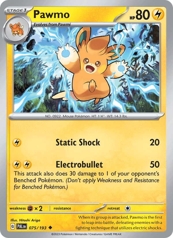 Pawmo 75/193 Paldea Evolved English Pokémon card