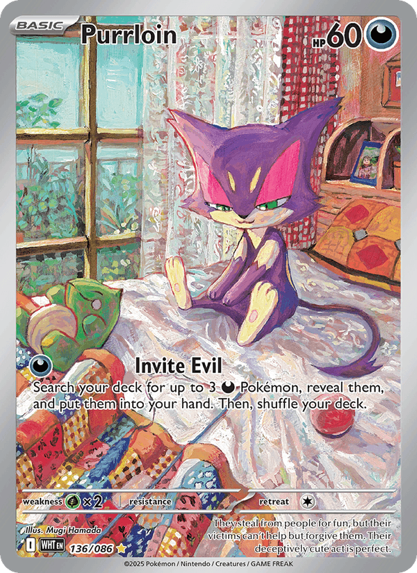 Purrloin 136/86 White Flare English Pokémon card