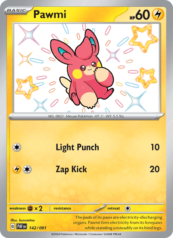 Pawmi 142/91 Paldean Fates English Pokémon card