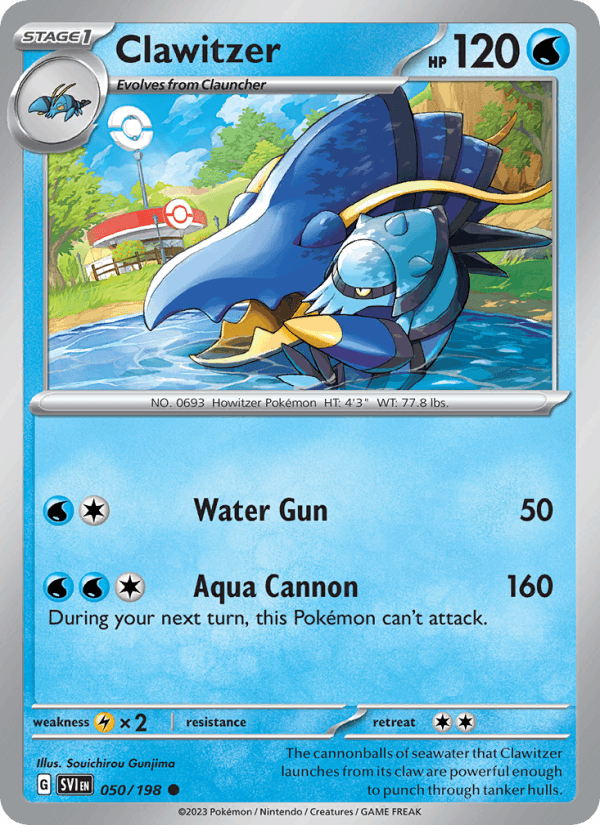 Clawitzer 50/198 Scarlet & Violet English Pokémon card