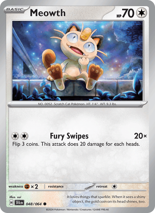 Meowth 48/64 Shrouded Fable English Pokémon card