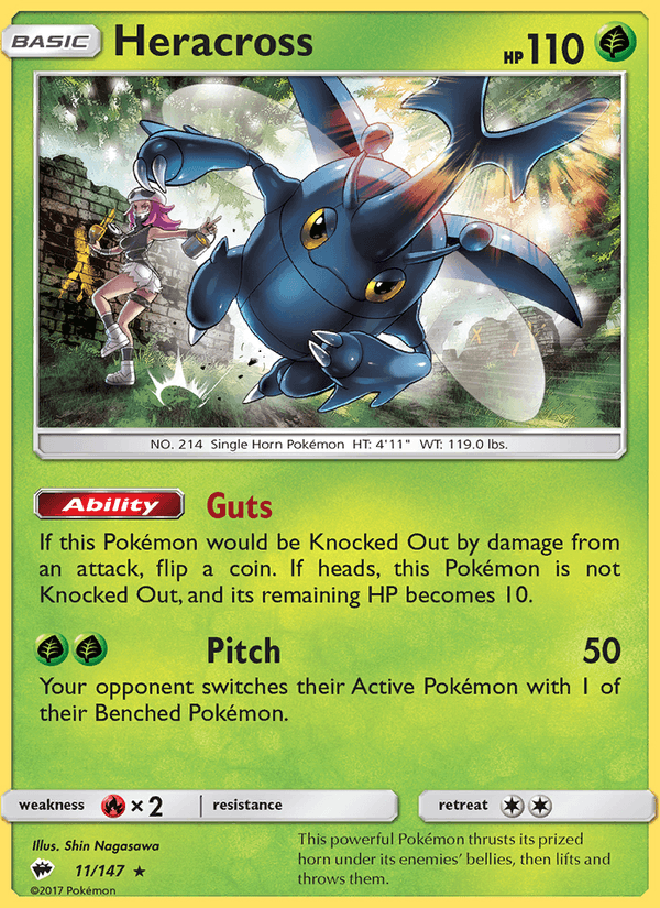 Heracross 11/147 Burning Shadows English Pokémon card