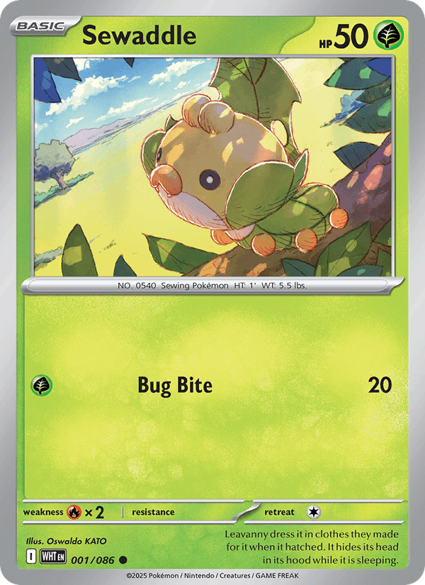 Sewaddle 1/86 White Flare English Pokémon card