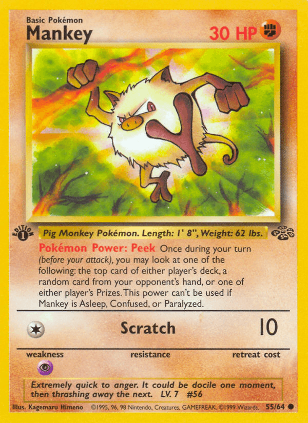 Mankey 55/64 Jungle English Pokémon card