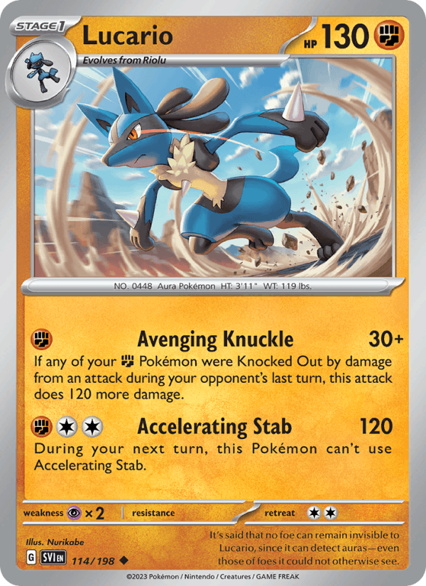 Lucario 114/198 Scarlet & Violet English Pokémon card
