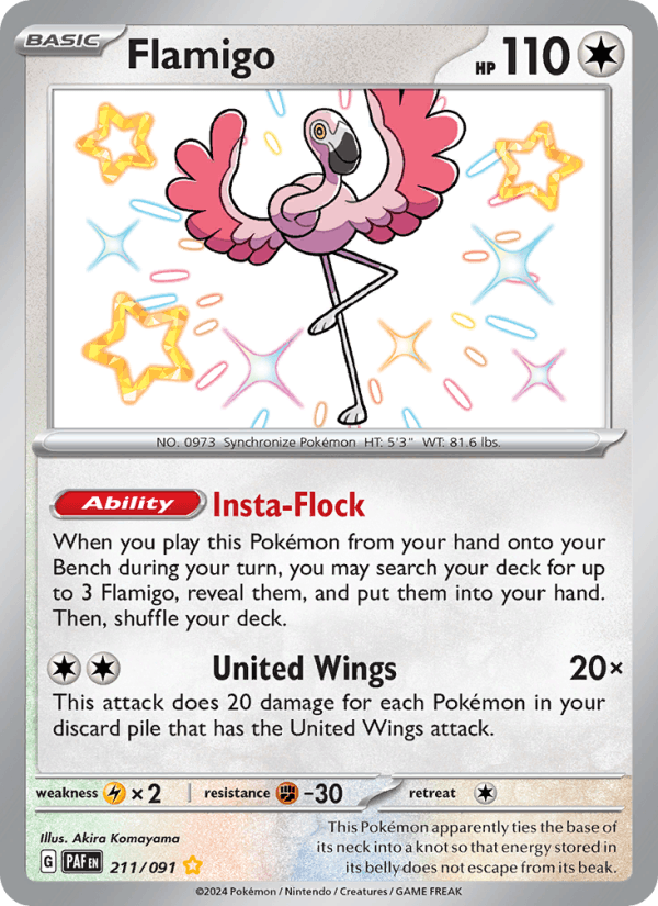 Flamigo 211/91 Paldean Fates English Pokémon card