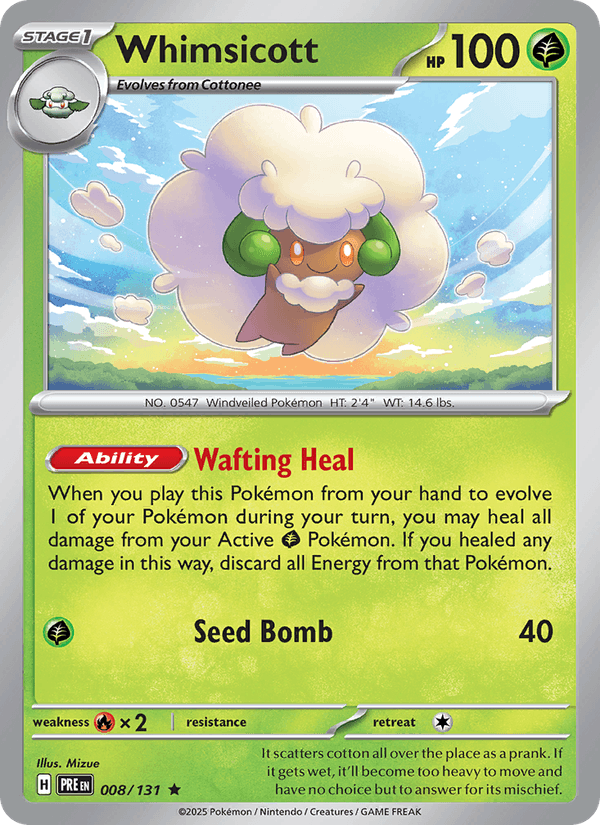 Whimsicott 8/131 Prismatic Evolutions English Pokémon card