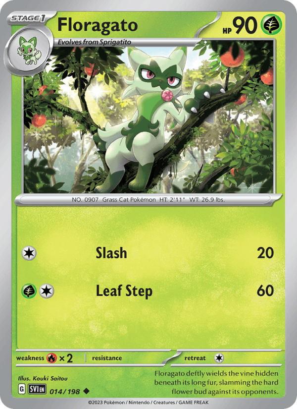 Floragato 14/198 Scarlet & Violet English Pokémon card