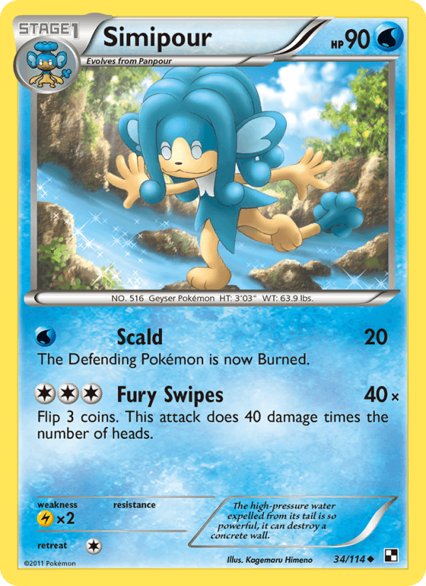 Simipour 34/114 Black & White English Pokémon card
