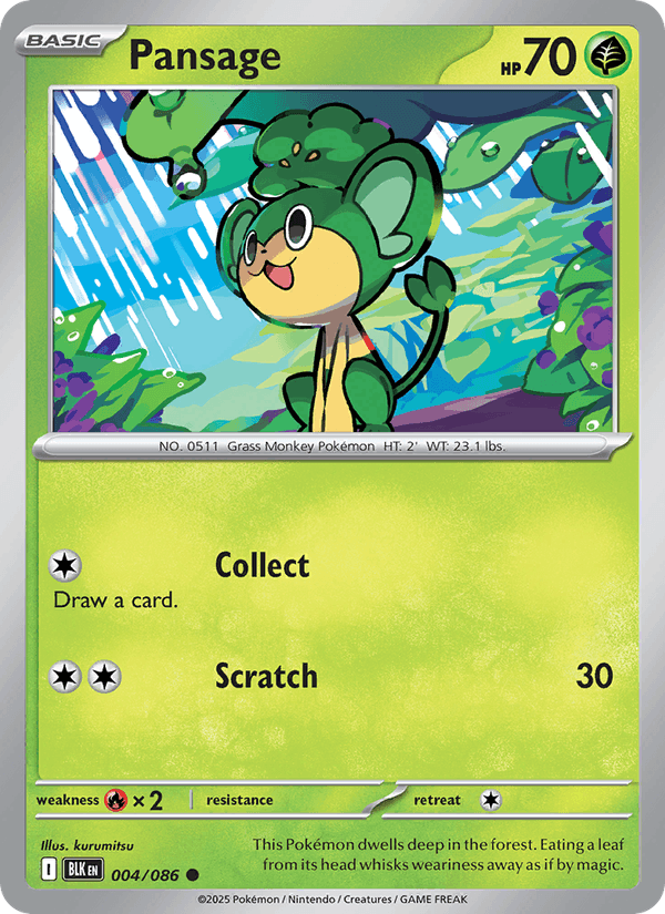 Pansage 4/86 Black Bolt English Pokémon card