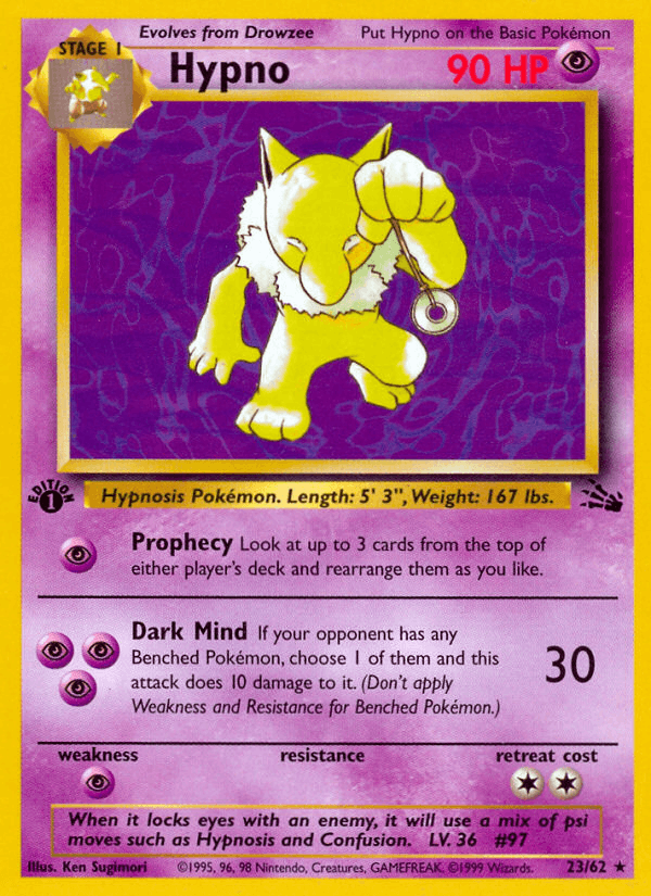Hypno 23/62 Fossil English Pokémon card