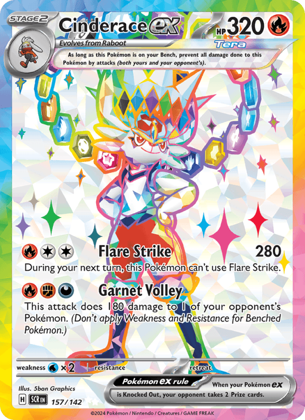 Cinderace ex 157/142 Stellar Crown English Pokémon card