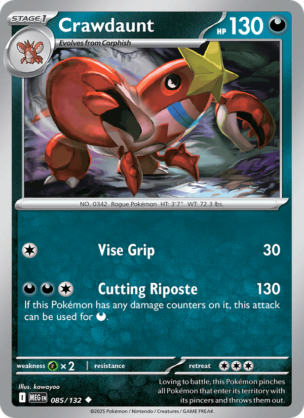 Crawdaunt 85/132 Mega Evolution English Pokémon card
