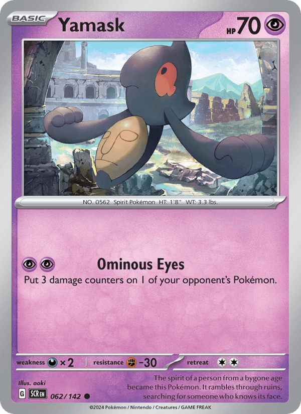Yamask 62/142 Stellar Crown English Pokémon card
