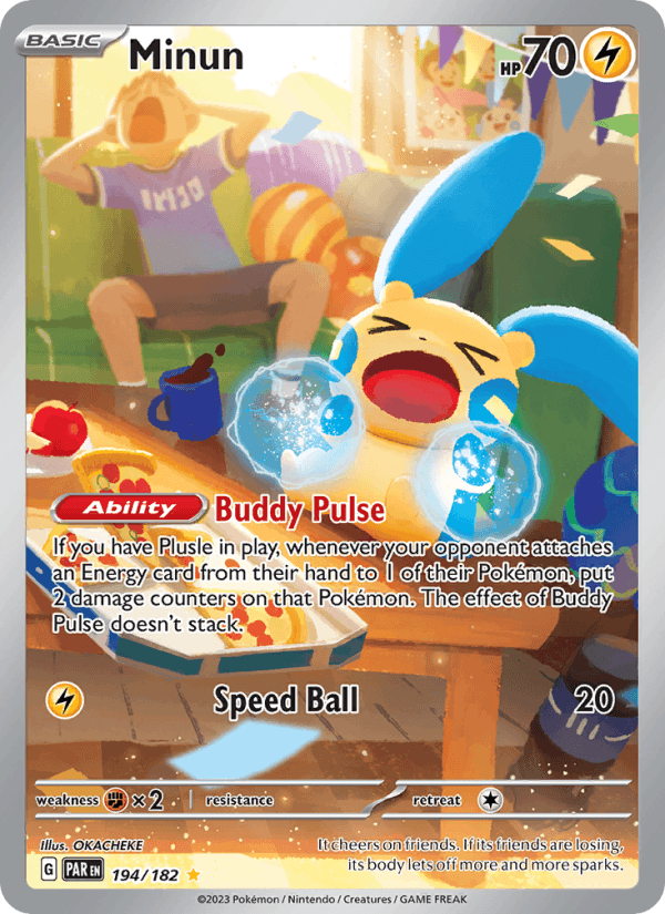 Minun 194/182 Paradox Rift English Pokémon card
