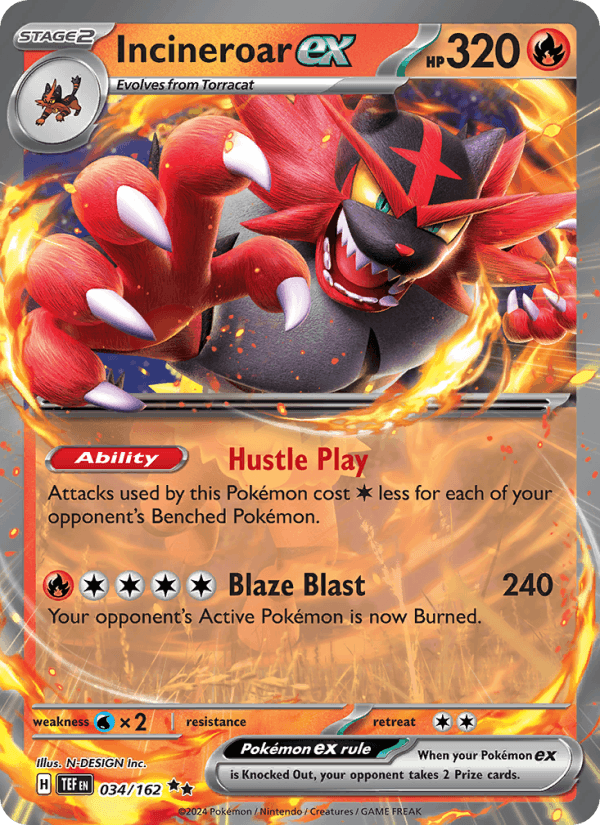 Incineroar ex 34/162 Temporal Forces English Pokémon card