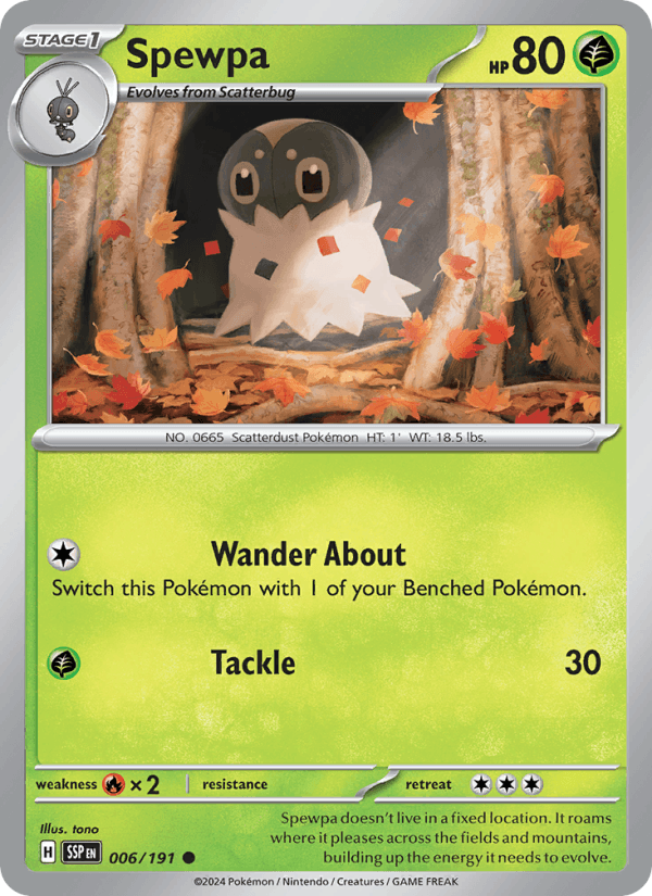Spewpa 6/191 Surging Sparks English Pokémon card