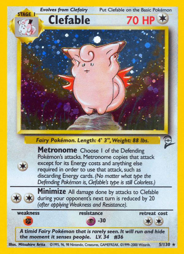 Clefable 5/130 Base Set 2 English Pokémon card