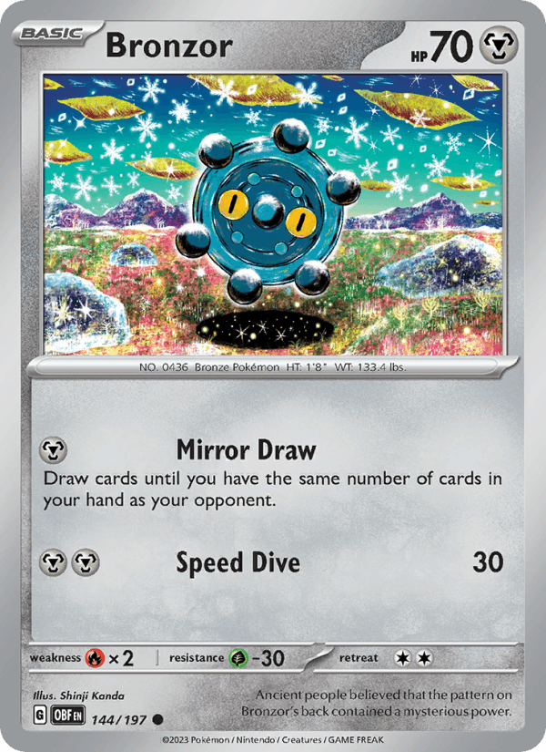 Bronzor 144/197 Obsidian Flames English Pokémon card