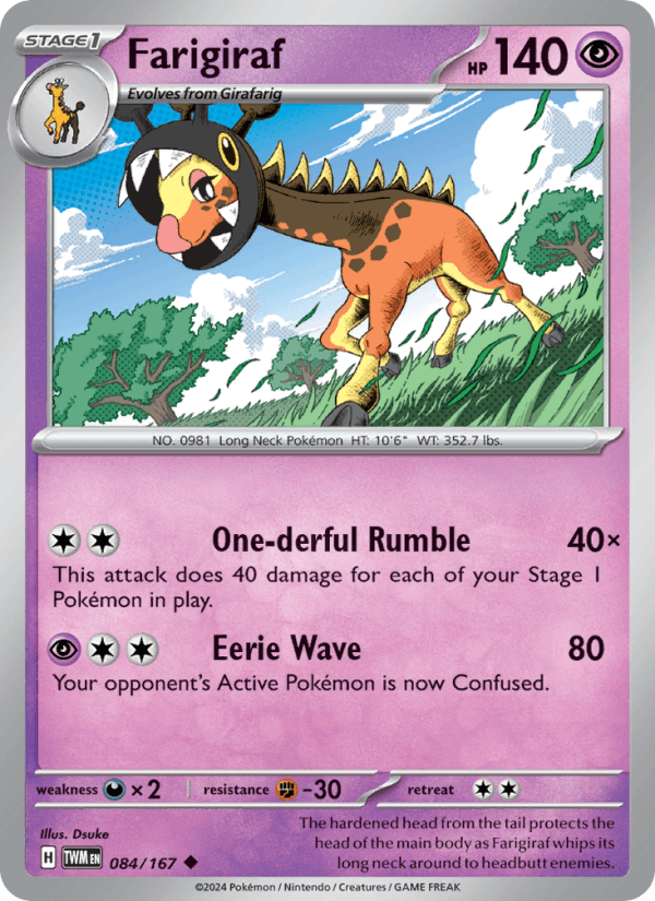 Farigiraf 84/167 Twilight Masquerade English Pokémon card