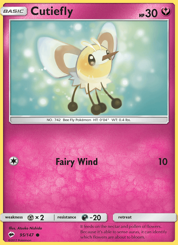 Cutiefly 95/147 Burning Shadows English Pokémon card