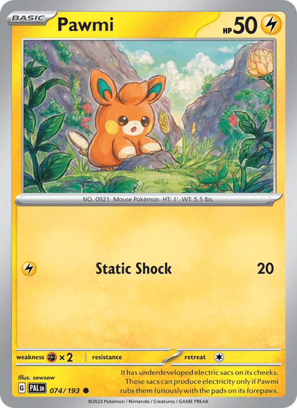 Pawmi 74/193 Paldea Evolved English Pokémon card