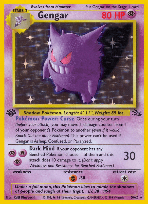 Gengar 5/62 Fossil English Pokémon card