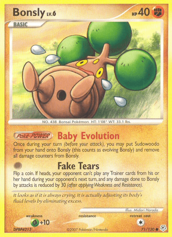 Bonsly 71/130 Diamond & Pearl English Pokémon card