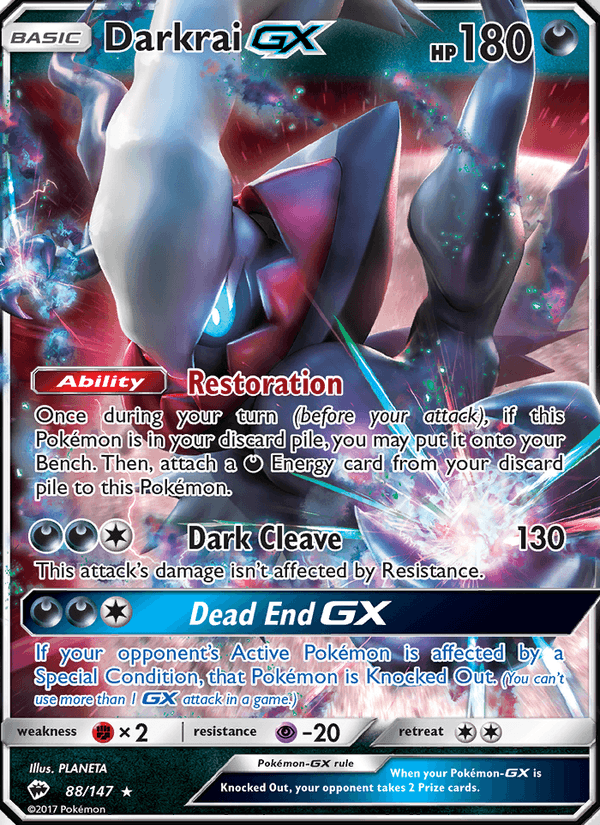 Darkrai GX 88/147 Burning Shadows English Pokémon card