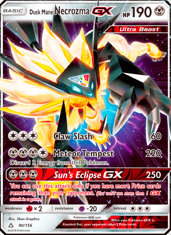 Dusk Mane Necrozma GX 90/156 Ultra Prism English Pokémon card