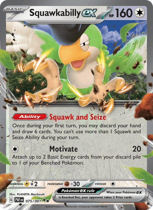 Squawkabilly ex 75/91 Paldean Fates English Pokémon card