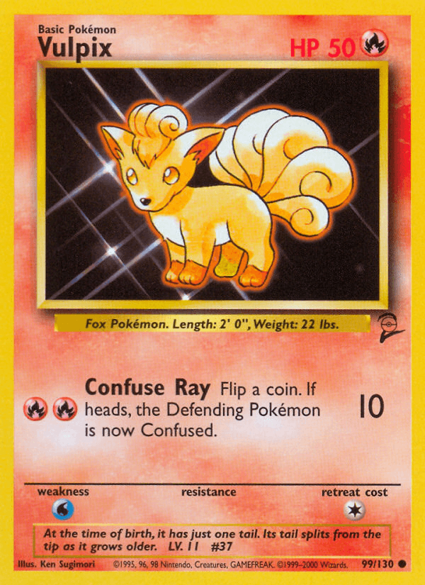 Vulpix 99/130 Base Set 2 English Pokémon card