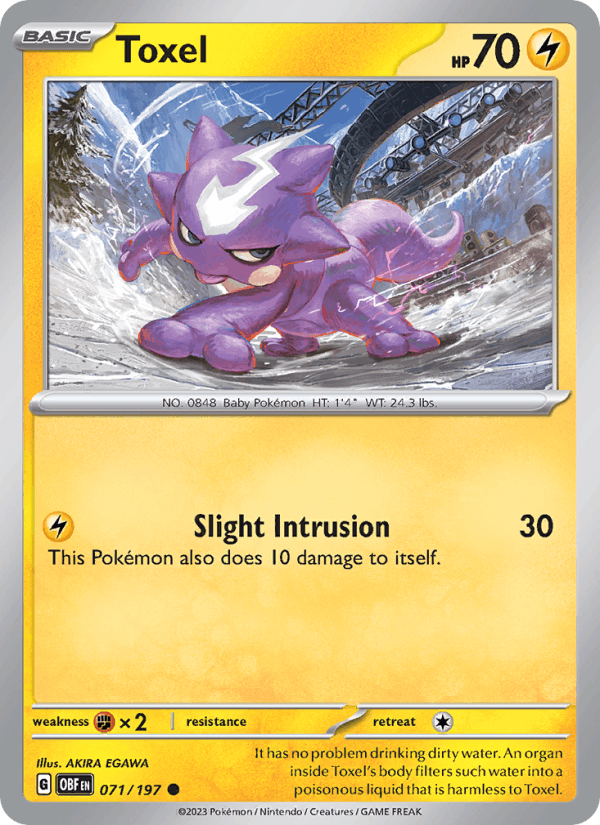 Toxel 71/197 Obsidian Flames English Pokémon card