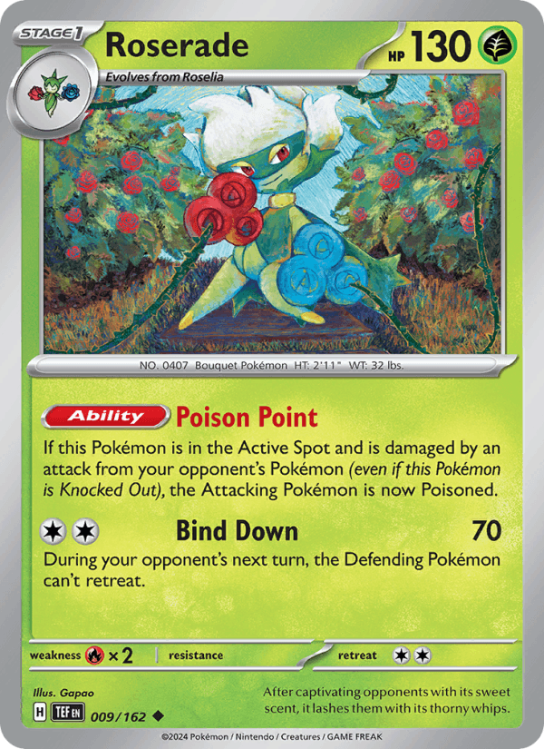 Roserade 9/162 Temporal Forces English Pokémon card