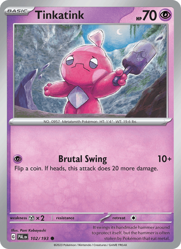 Tinkatink 102/193 Paldea Evolved English Pokémon card