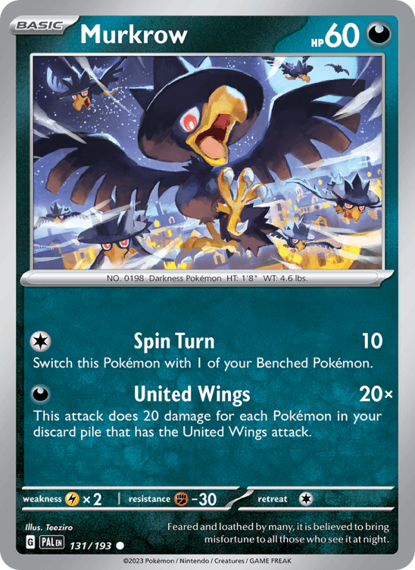 Murkrow 131/193 Paldea Evolved English Pokémon card