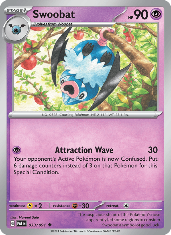 Swoobat 33/91 Paldean Fates English Pokémon card